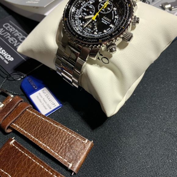 Seiko Flightmaster Chronograph Watch SNA411 Alarm - Picture 5 of 11